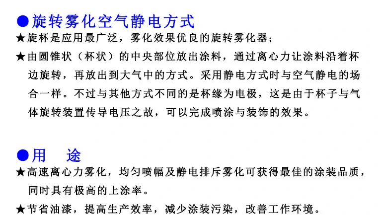 旋转雾化空气静电方式及用途